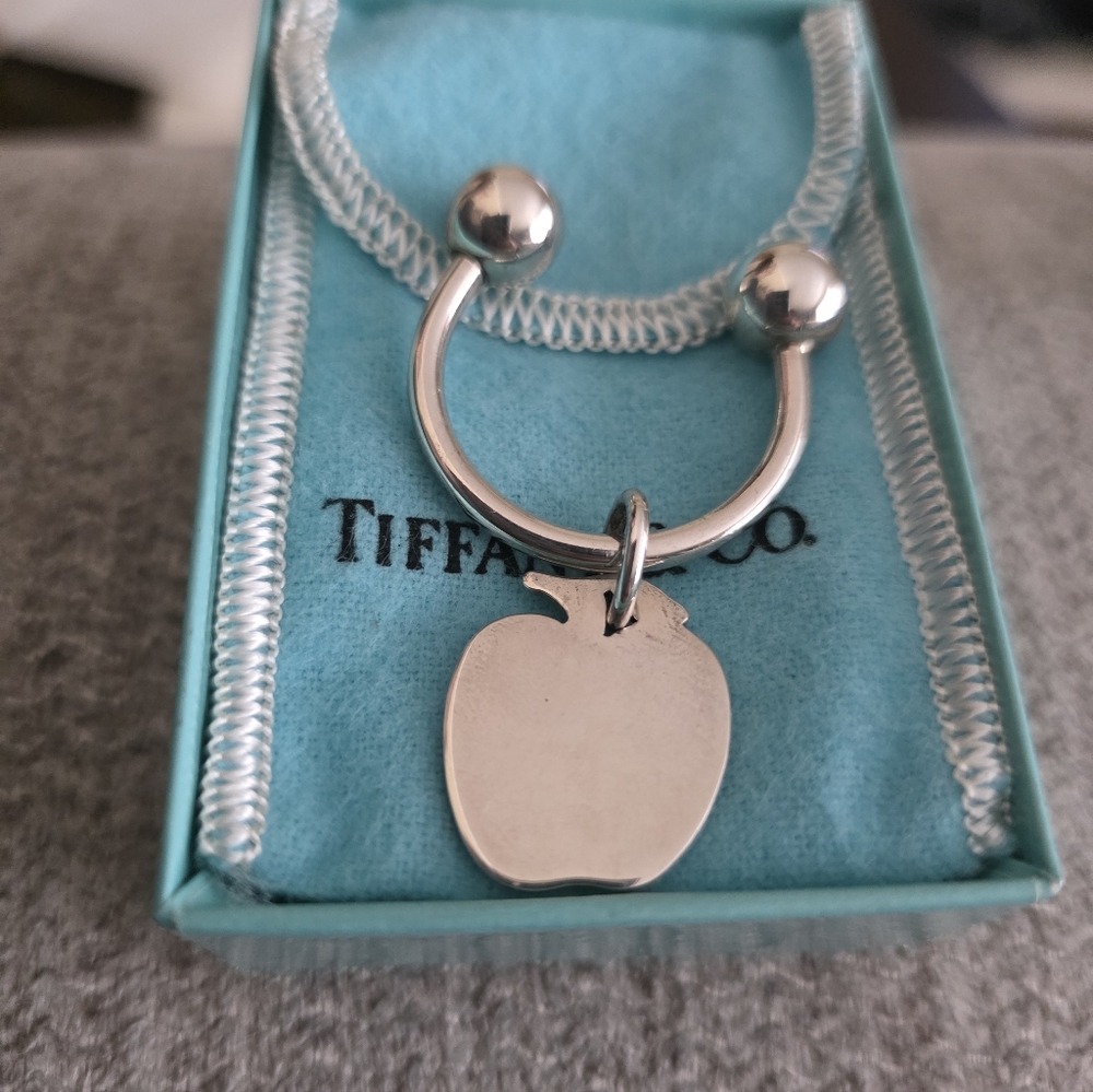 Tiffany & Co. Silver Apple Charm Key Ring